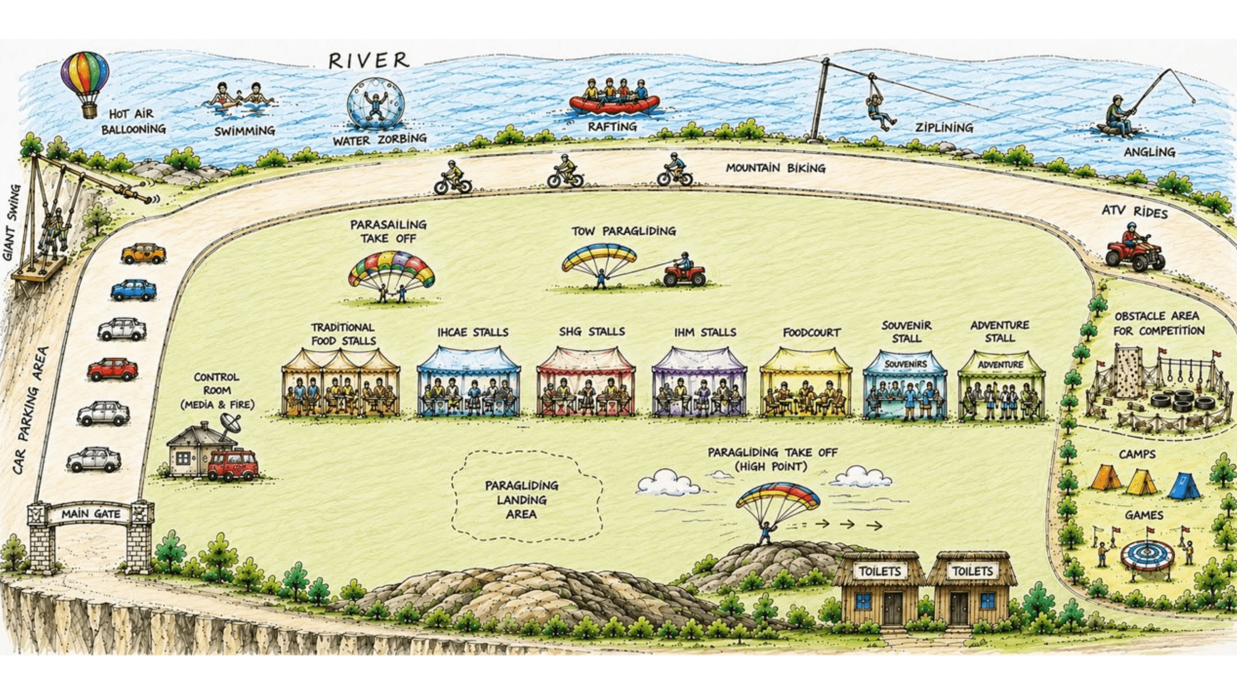 Illustrated venue layout for Linkhim Tar